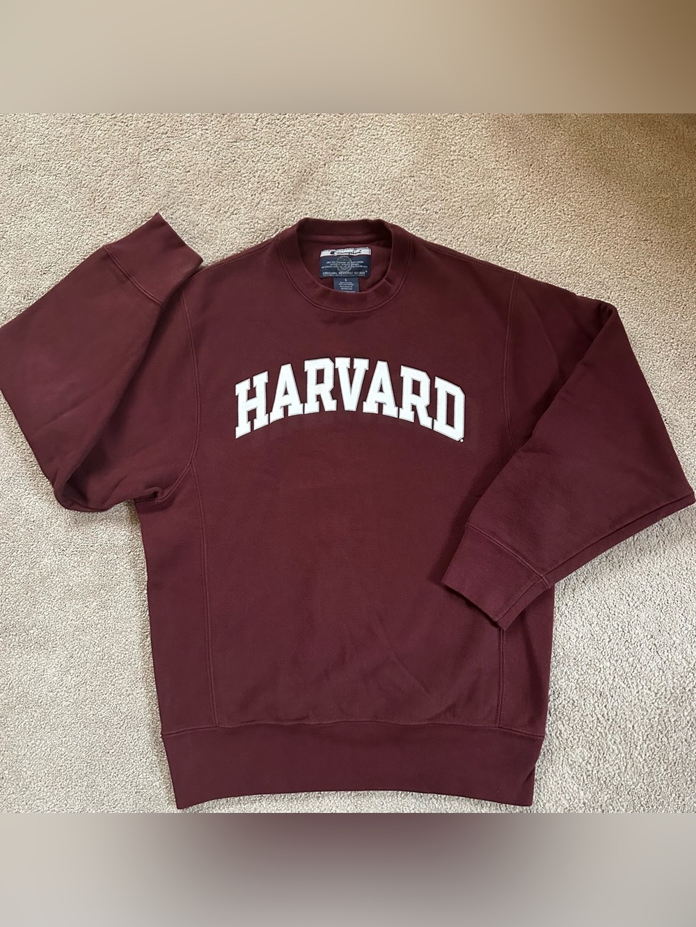 Champion Harvard University Original Reverse Weave Maroon Crewneck Sweatshirt S